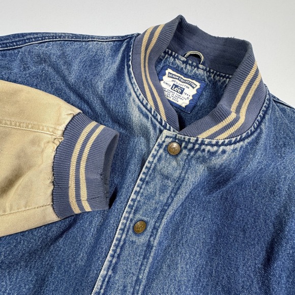 Vintage Lee Varsity Denim Button Mens XL Extra Large Heavyweight Jacket
